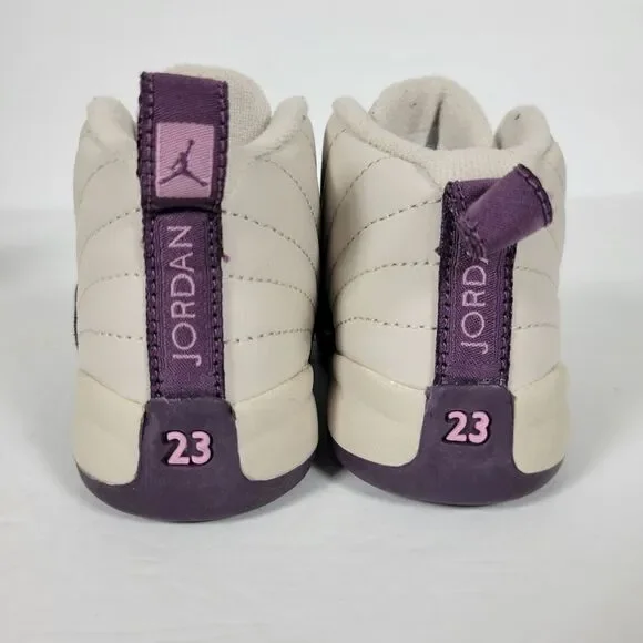Nike Air Jordan Retro 12 Dessert Sand / Purple Sneakers Kids Size 5C 8196666-001 - Picture 6 of 9